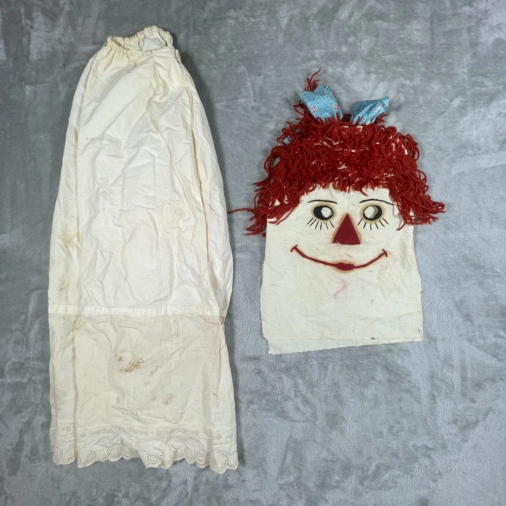 Vintage Raggedy Ann Mask Pantaloons Pants Halloween Scary Horror 1970s Handmade